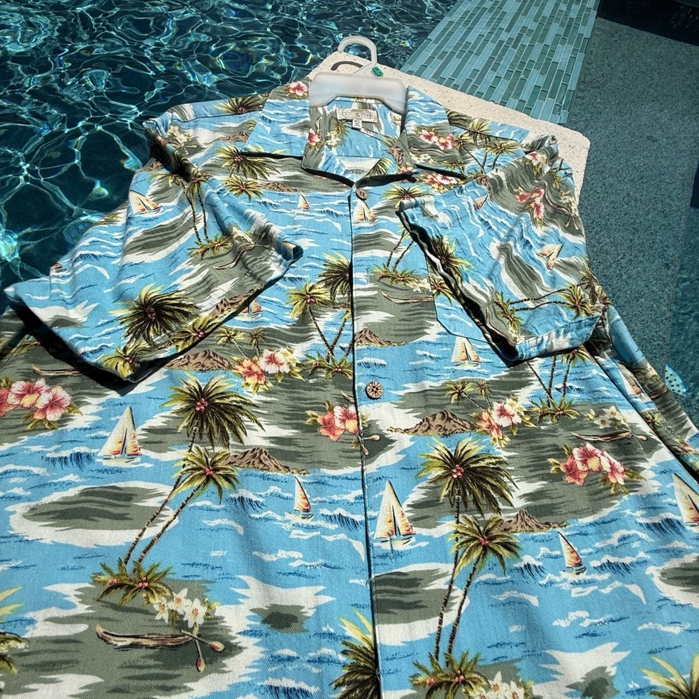 Beach Ready Tropical Blue Casual Button Down Shirt